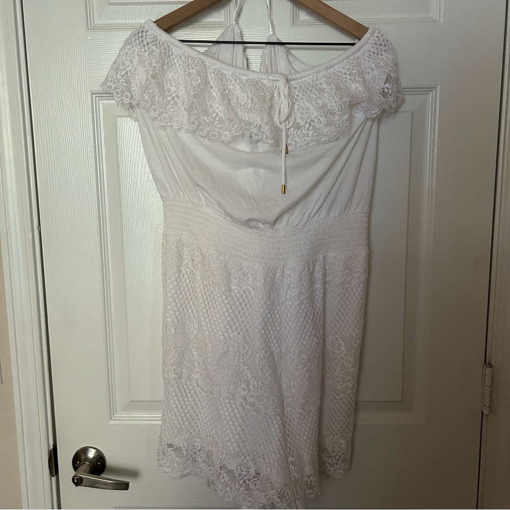 Cacique White Crotchet Off The Shoulder Cover Up Size 4X 26/28